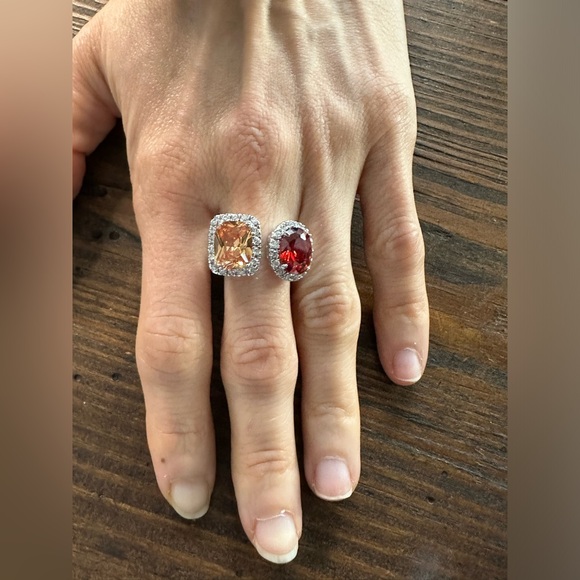 Sterling size 7 double stone ring - Picture 12 of 12